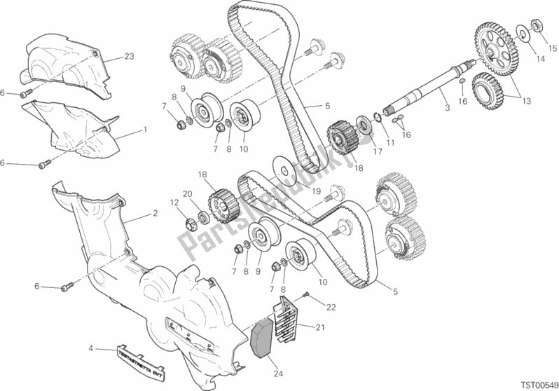 Todas as partes de Distribuzione do Ducati Multistrada 1200 S D-air 2017